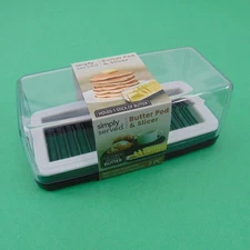 Simply Served Butter Dish Pod & Slicer 3-Piece Set Holds One Stick of Butter