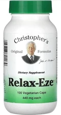 Dr. Christopher’s Relax-Eze 100 Veg Caps 440 mg Each – 2 Pack Herbal Formula