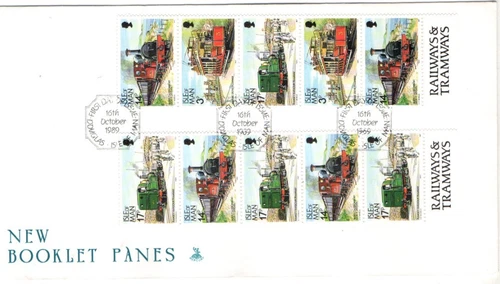 1989 ISLE OF MAN - RAILWAYS & TRAMWAYS BOOKLET FDC FROM COLLECTION K40