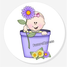 PURPLE GIRL BABY SHOWER SCRAPBOOK ENVELOPE SEALS STICKERS LABELS FAVORS
