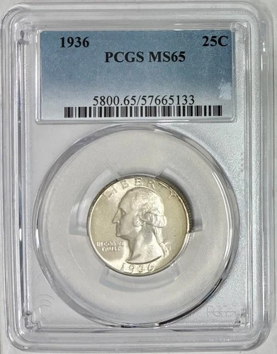 1936 Silver Washington Quarter, PCGS MS-65