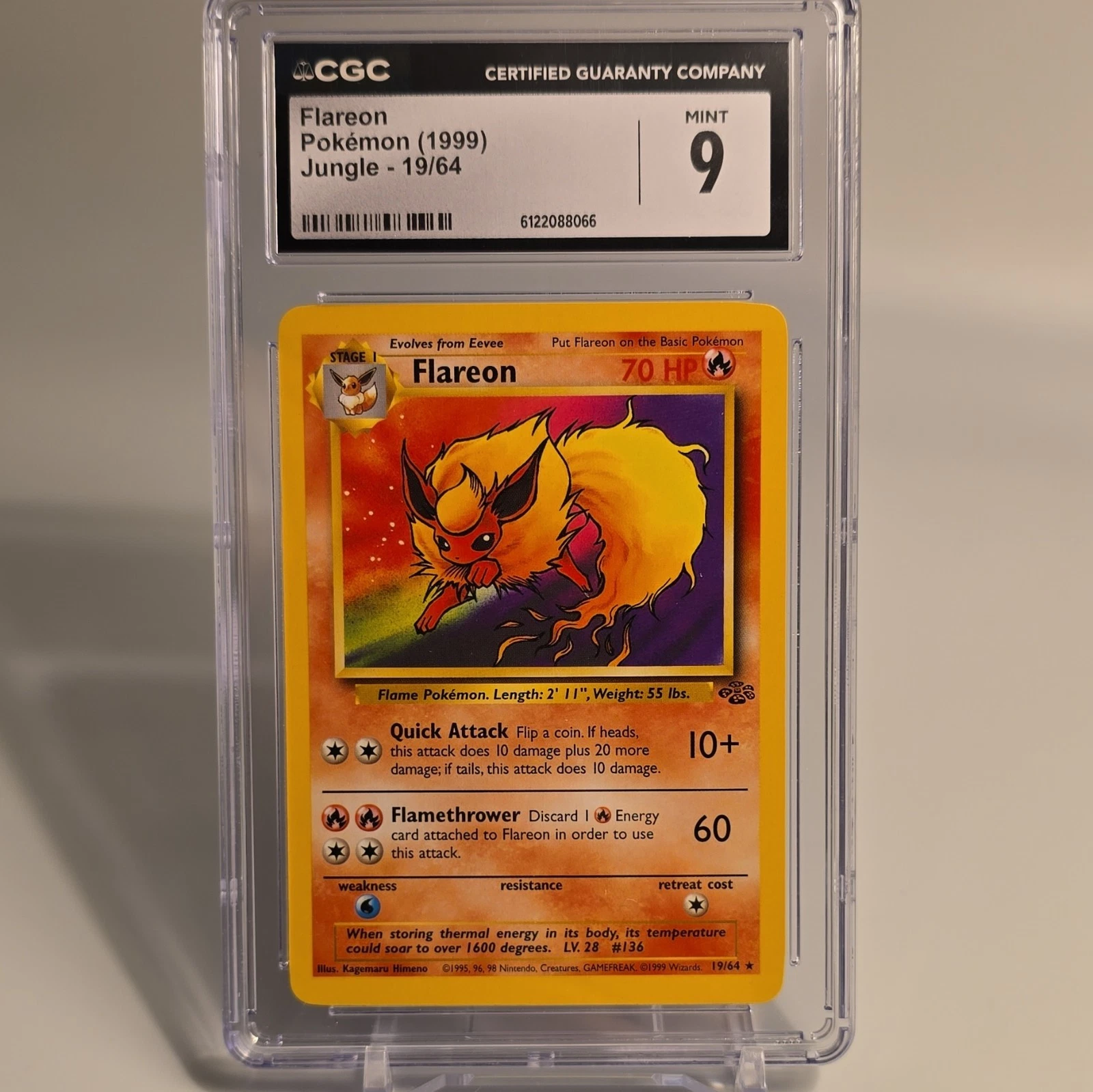 Wizards of the Coast CGC 9 Flareon Jungle 19/64 1999 English Pokémon Card