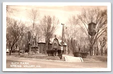 City Park in Spring Valley Illinois in Winter, Water Tower & Buildings RPPC