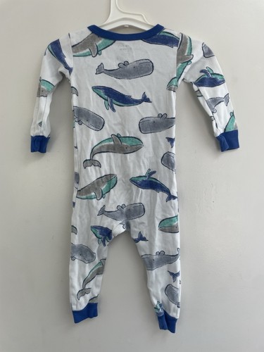 Carter's Baby Boys 1-Piece Cute Whale Print Cotton Zip Long Sleeve PJs White 18M - Picture 5 of 6