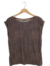 OPUS Kurzarm-Bluse Damen Bluse Gr. DE 42 braun-schwarz Casual-Look