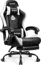 Video Gaming Chair with Footrest Lumbar Support for Home Office High Back Reclin