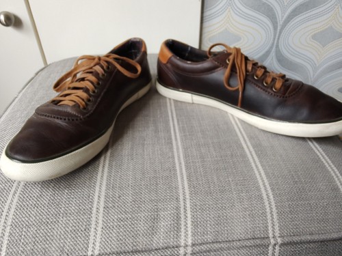 Barbour Brown Leather Country Shoes / Trainers Mens Size Uk 8, Logo On Bottom. - Picture 12 of 21