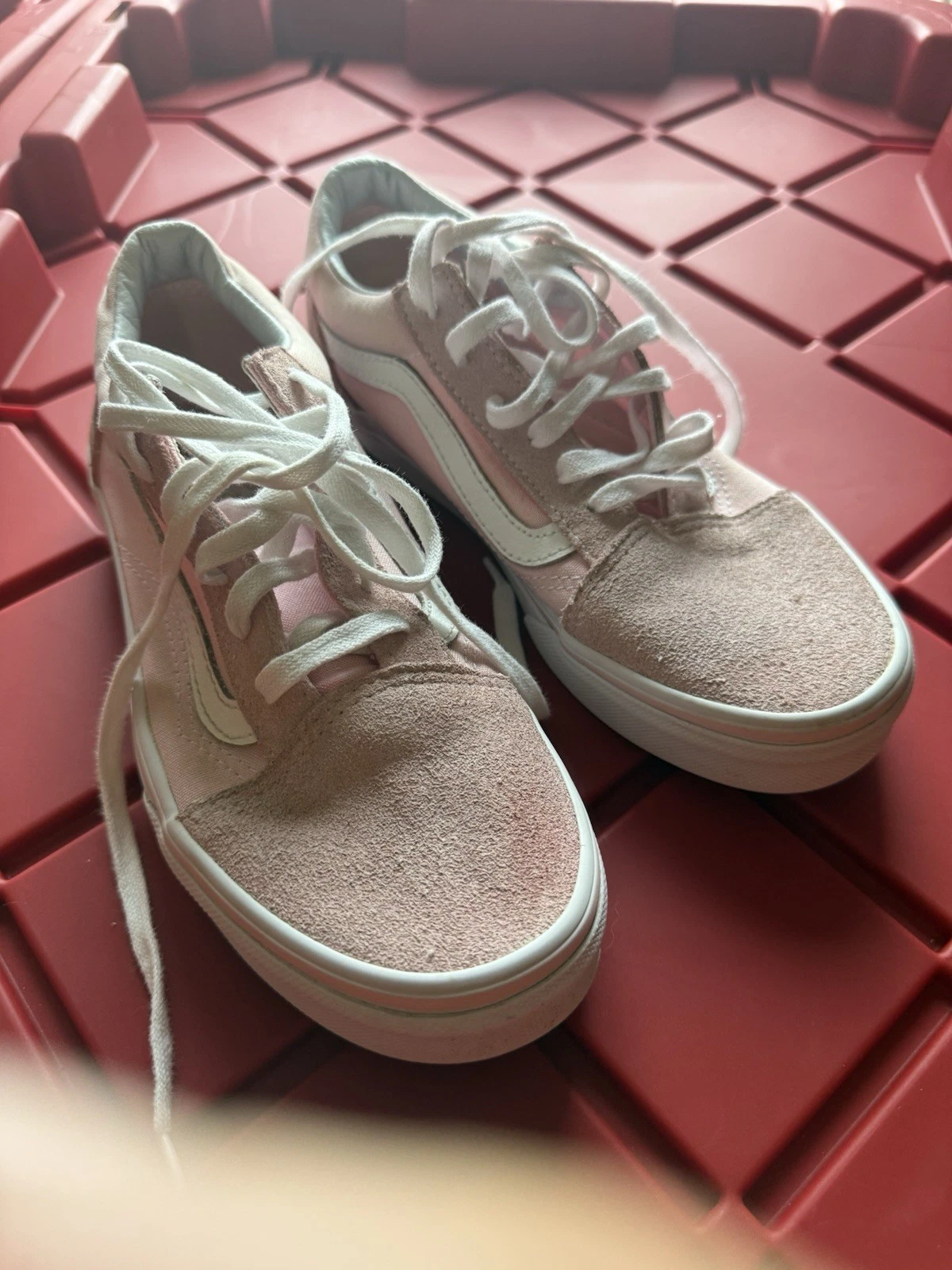 Sneakers basse Vans Oldol Skoolgate stri rosa telaini bambin t