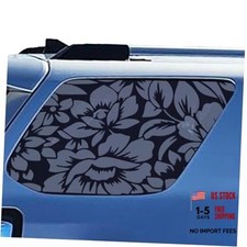 Universal 2PCS 42x100cm Rear Side Window Flower Decal Universal Matte Black