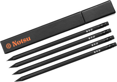 4Pc Black Pencils #2 Set | All Black Wood Writing Pencils with Travel Case