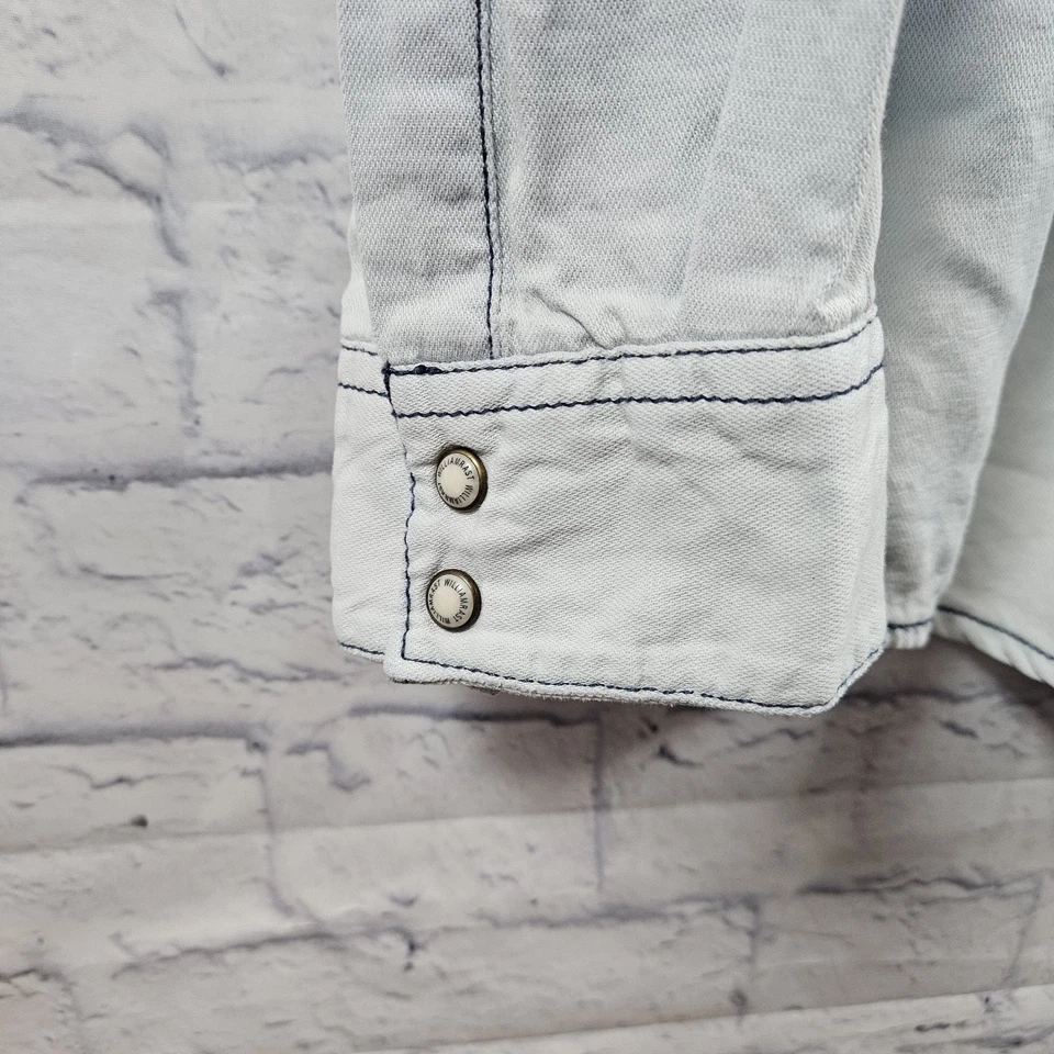 Мужская дубовая джинсовая рубашка с карманами на груди с длинным рукавом William Rast, индиго, XXL - Изображение 2 из 4