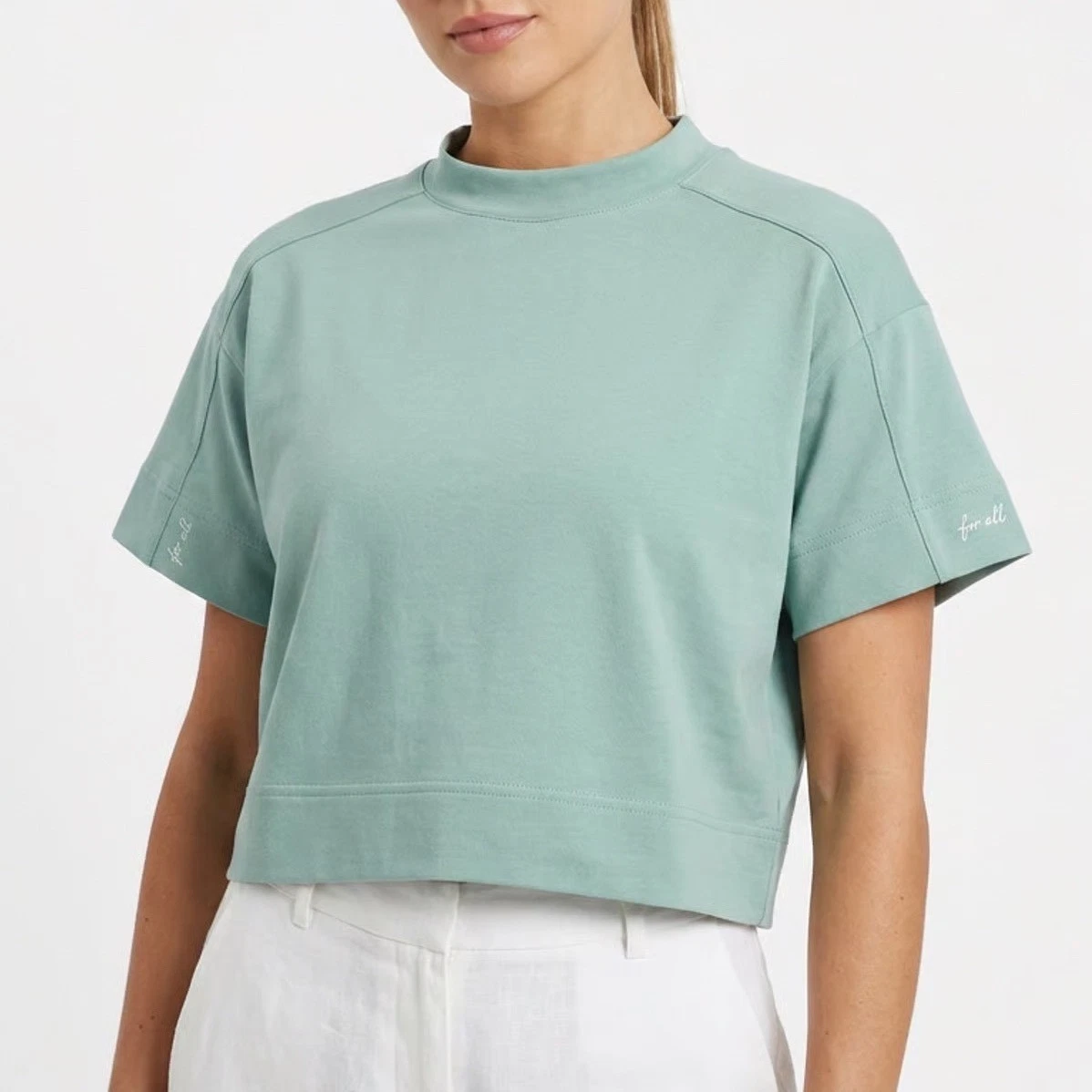 Easton Jen Schroeder JS WMS Crop Tee Blue Green XS EJST-GRN-XS New With Tags