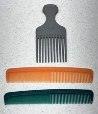 Lot 3 Vtg Goody Plastic Textured Hair Pick And Comb Lot Colors