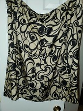 TALBOTS Woman Pure Silk Paneled Flared Skirt Multi-Color Geo Plus Sz 24W EUC