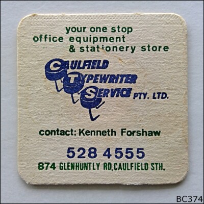 Caulfield Typewriter Service Kenneth Forshaw 5284555 Coaster (B374)