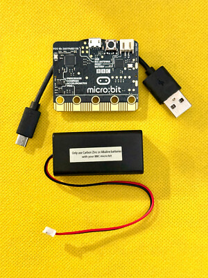 BBC Micro:Bit v1.3B - Micro:bit board, MicroUSB Cable, and Battery Case