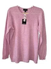 CHARTER CLUB Plus Size 0X 100% Cashmere Crewneck Sweater Light Pink NWT $139 V59