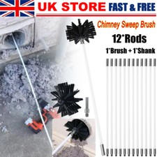 12Pcs Rods Flexible Chimney Sweep Set Flue Sweeping Brush Kit Soot Cleaning Tool