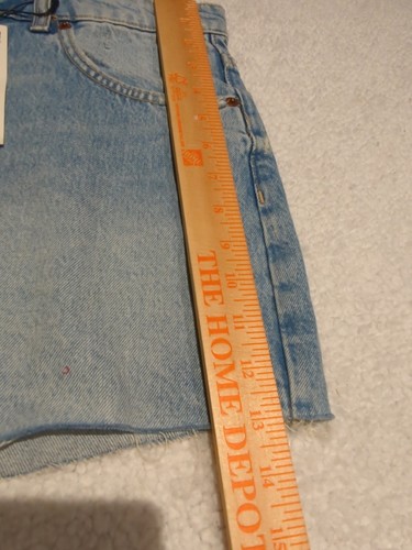 Zara Denim Shirt Shorts Sz 14 Zip Up Blue Raw Hem Distressed - Picture 11 of 11
