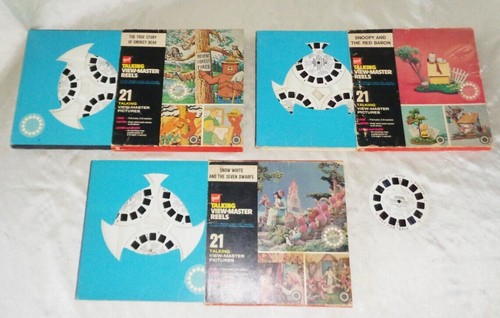 GAF Talking View-Master Reels~ Snoopy Red Baron 1969 Smokey Bear 1969 Snow White - Picture 2 of 3