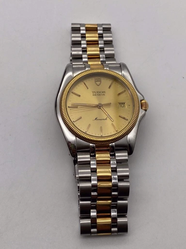 TUDOR MONARCH DATE 15633 18K YG DIAL STAINLESS STEEL 36mm QUARTZ