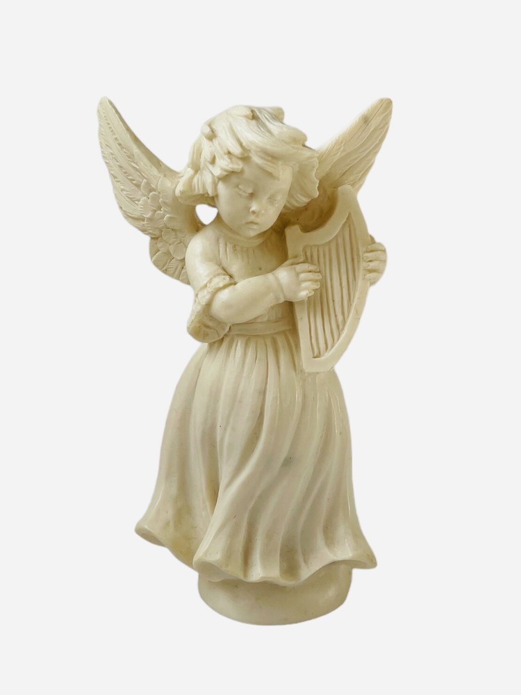Vintage A. Santinni Angel  With Harp Statue Figurine Made In Italy 5 3/4” Tall