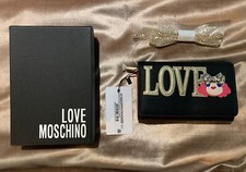 LOVE MOSCHINO BLACK Clutch Bag Crossbody Wallet NWT/NIB