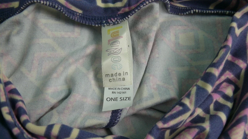 Leggings Lularoe Talla Única OS Azul Rosa y Crema Diseño Abstracto Foto 4 de 4