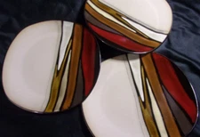 [LOT OF 3]Gibson Elite Matrice Red Dinner Plates Rustic Stoneware Dinner Plates