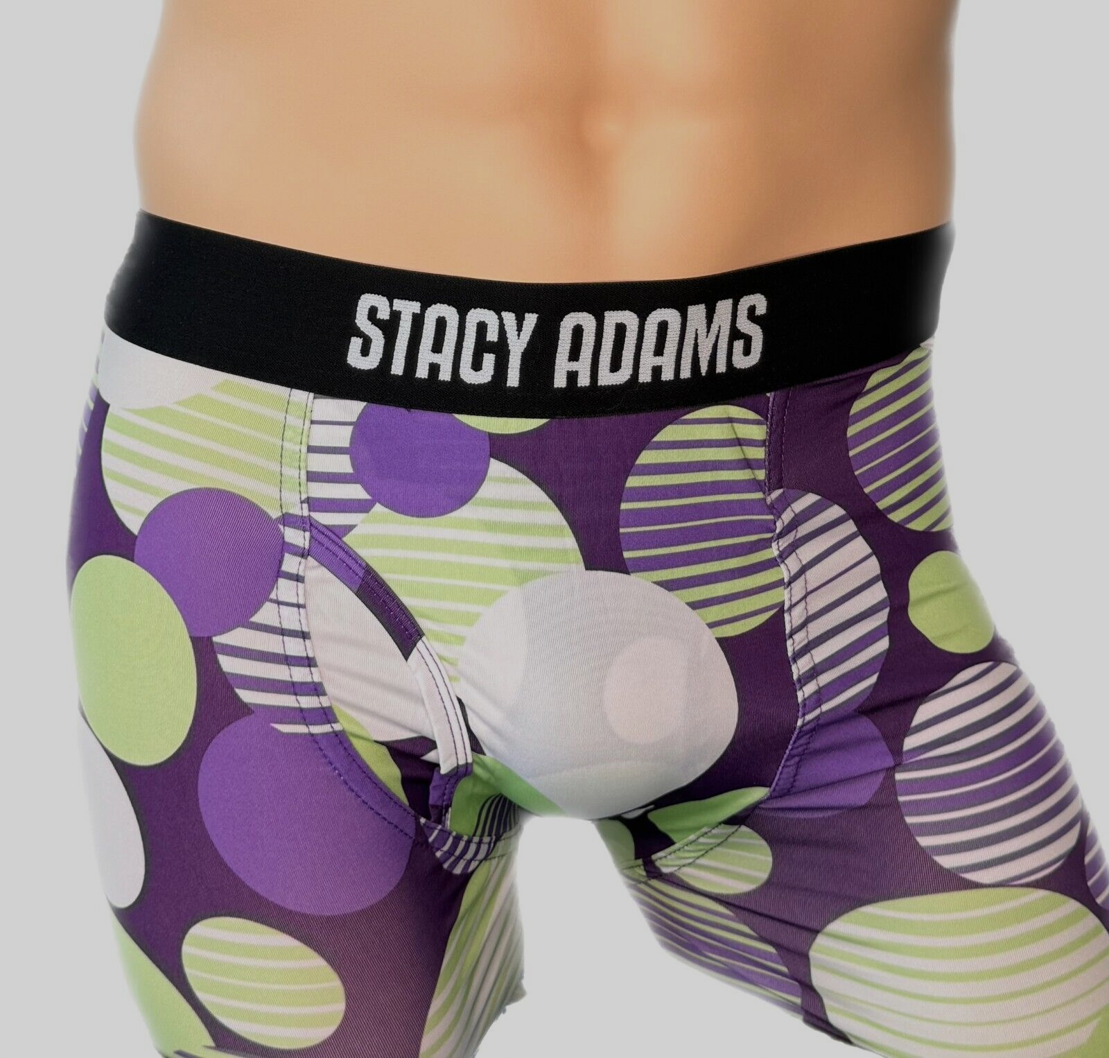 Stacy Adams Men's  Circle Print  Boxer Brief Size M Underwear purple white green