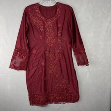 Indian Pakistani dress outfit size s/m Red Embroidered No Tags