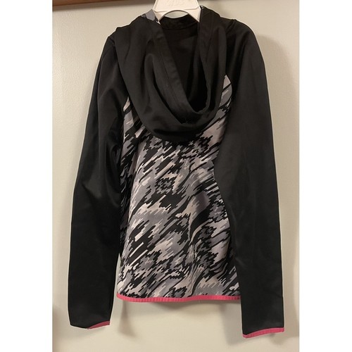NIKE DRI FIT Girls Size Large HOODIE Black/Gray/Pink Pockets Pullover Athletic - Picture 2 of 4