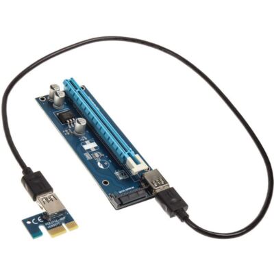 Kolink International PCI-E 1x auf 16x powered Riser Card ROTES USB Kabel