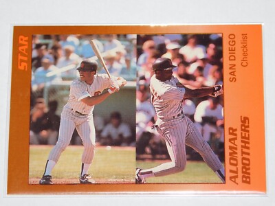 1989 THE STAR COMPANY ALOMAR BROTHERS (SANDY & ROBERTO ALOMAR) CHECKLIST CARD #1