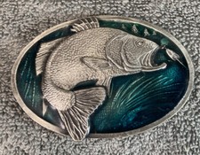 Belt Buckle Bass Big Mouth 1977 Bergamot Brass Works USA 3.5  Across Used Clean