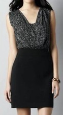NWT  Ann Taylor LOFT Snake Top Solid Bottom Sleeveless Dress $89 Sz 0 Black 9109