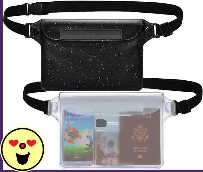 Bolsa impermeable con correa para la cintura (paquete de 2) Accesorios de playa.