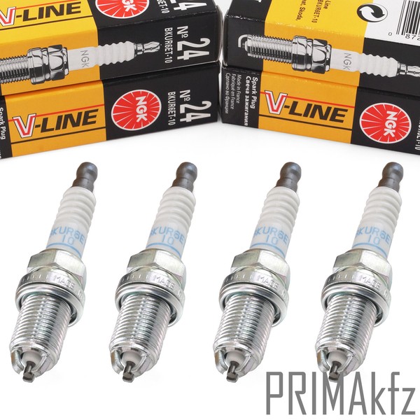4X NGK ZüNdkerzen BKUR6ET-10 3045 V-LINE 24 FüR Audi Mercedes Seat Skoda VW-image
