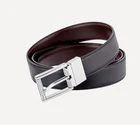 S.T. Dupont Reversible Black & Brown Leather Belt, Silver Buckle, 9540120, NIB
