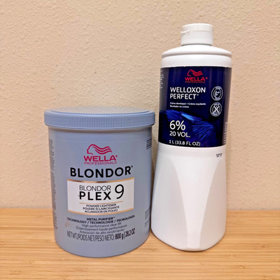 Wella Blondor BlondorPlex 9 Powder Lightener 28.2 oz + 20 Vol Developer 33.8 oz