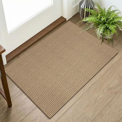 Cotton Rug 2x3 ft Non Slip Rubber Backed Washable Orange Beige KOZYFLY Indoor