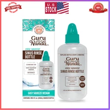 GuruNanda Sinus Rinse Bottle Easy Squeeze Comfort Tip BPA Free for Nasal Rinse