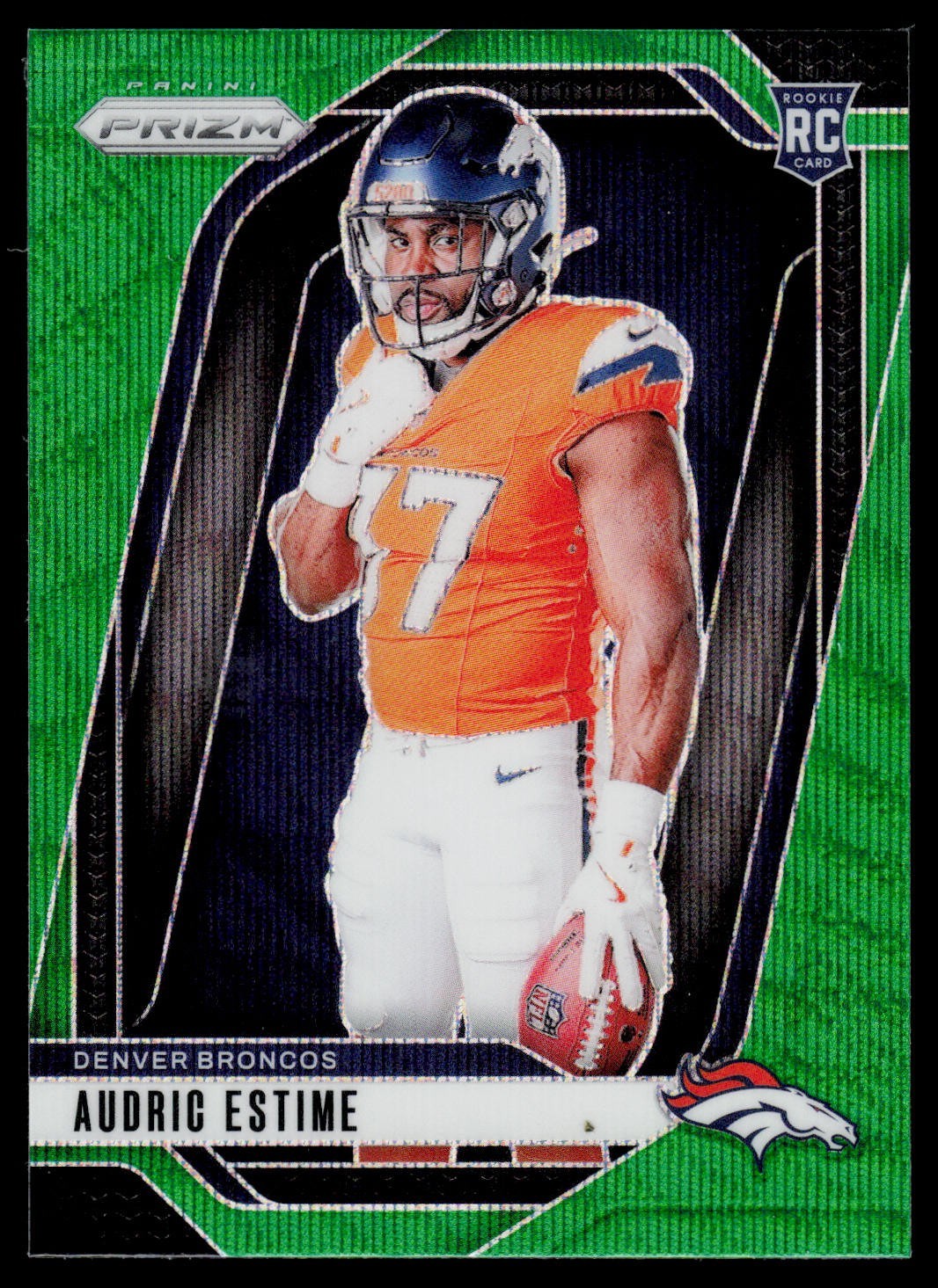 2024 Panini Prizm - Rookies Audric Estime #306 Green Wave Prizm (RC) Broncos