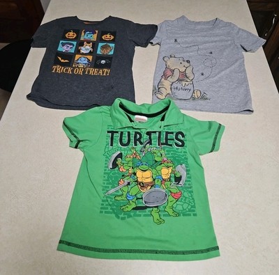 Lot of 3 5t Toddler Boys T Shirts Pooh Super Monsters TMNT 