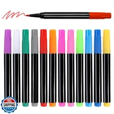 12-Color Neon Paint Markers for LED Note Board with Colors, Fluorescent Ink D