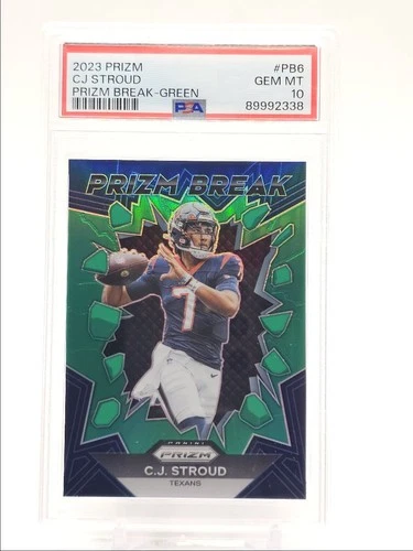 C.J. STROUD 2023 PANINI PRIZM BREAK ROOKIE GREEN TEXANS B RC PSA 10 Q4408