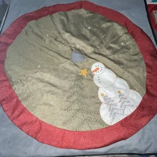 Burlap Winter Wonder Lane Snowman Christmas Tree Skirt 46-48” Diameter