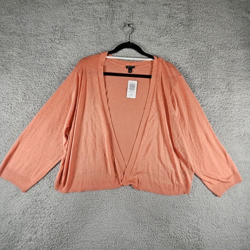 Torrid Cardigan Womens 3X Orange Apricot Shrug Open Front Sweater Spring Easter