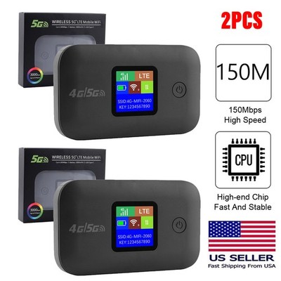 2Set Mobile Wifi 5G 4G SMART WIFI BOX Portable Modem Mifi Hotspot 150Mbps US