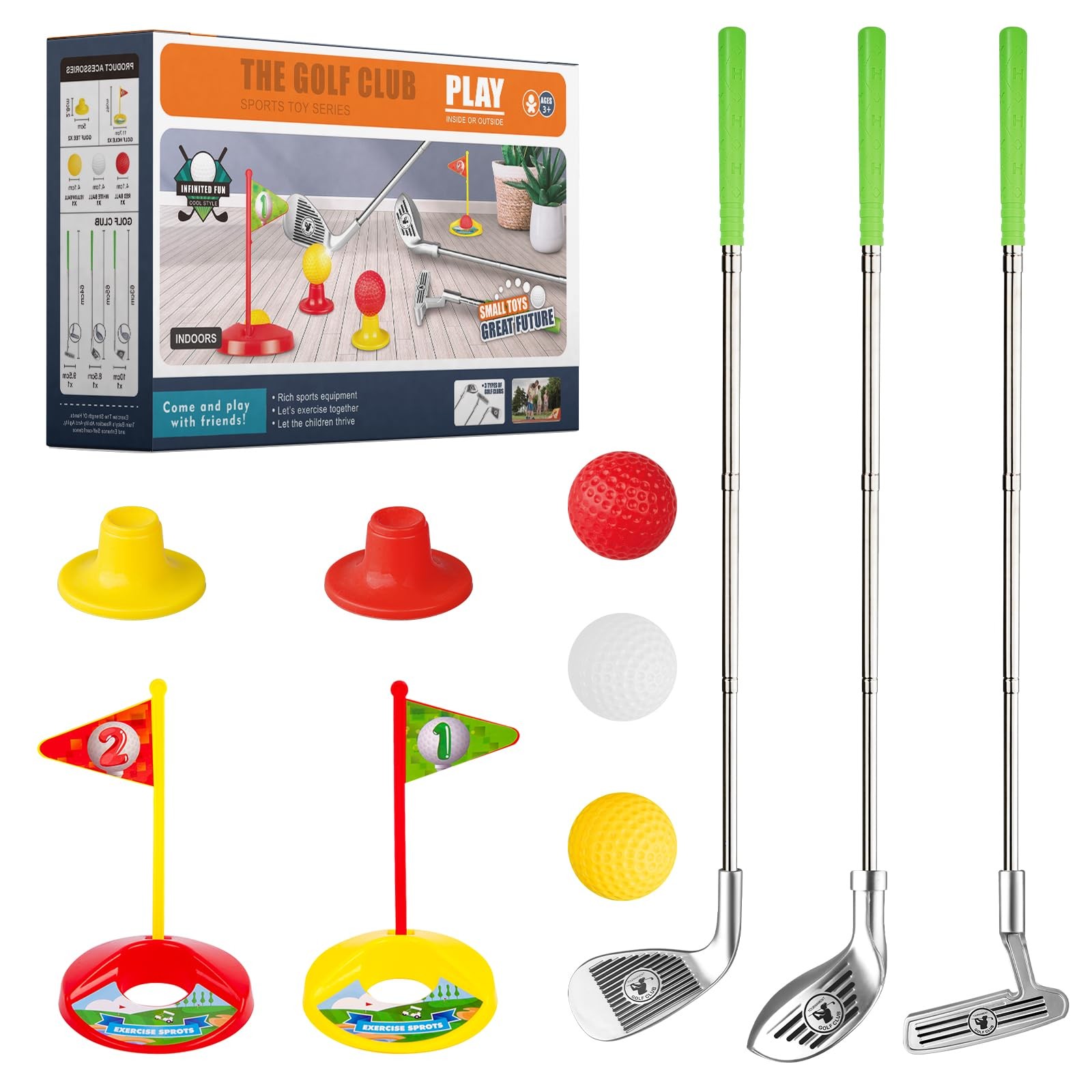 Clubs For 3 4 5 6 Years Old, Retractable Toddler Golf Set With Stor...